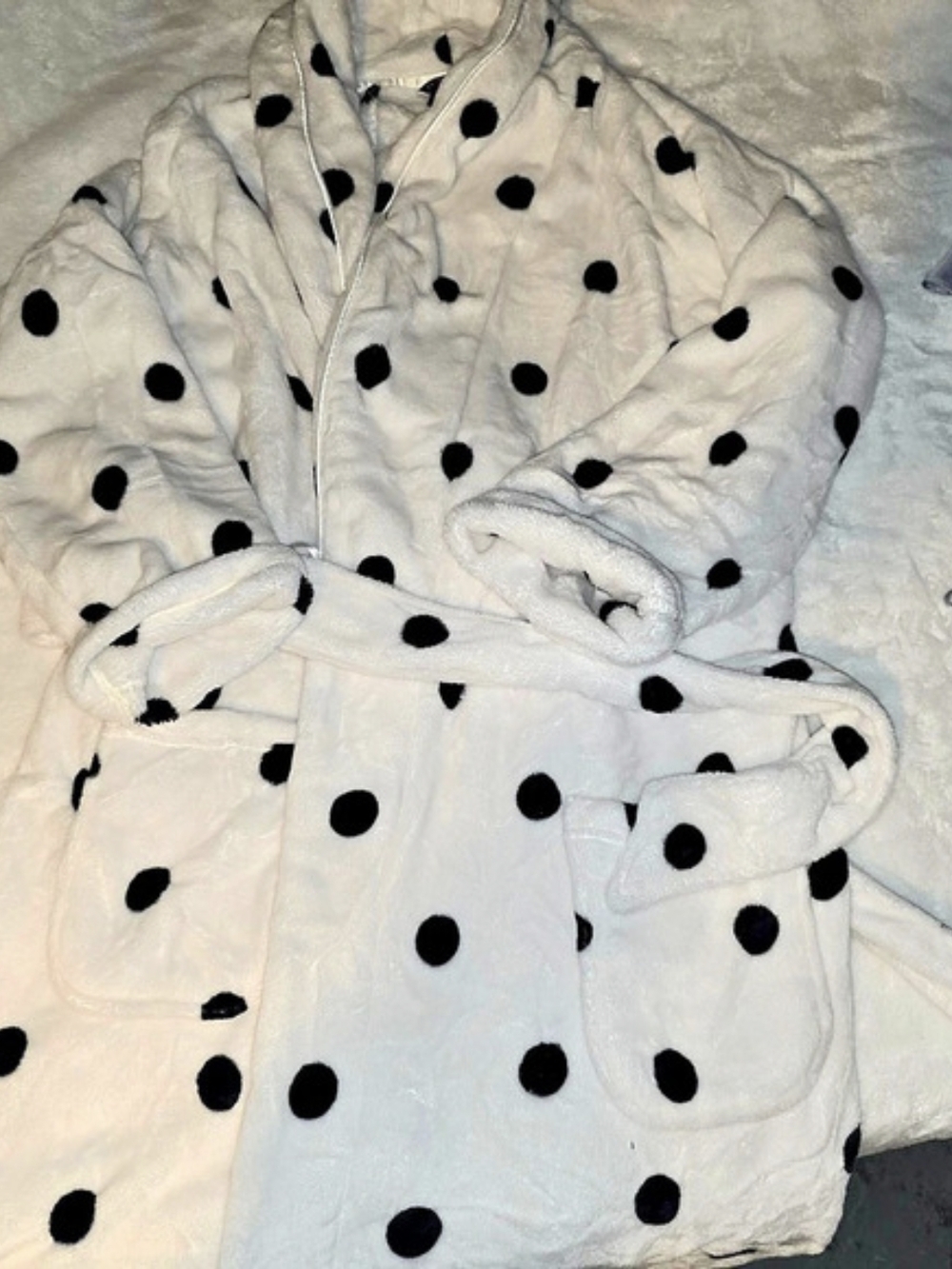 Victoria's Secret Cozy Plush Robe Polka Dot Fleece Robe XS
